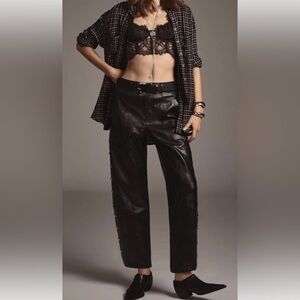 NWOT Anthropologie Black Faux-Leather Utility Pants Women’s Size 4